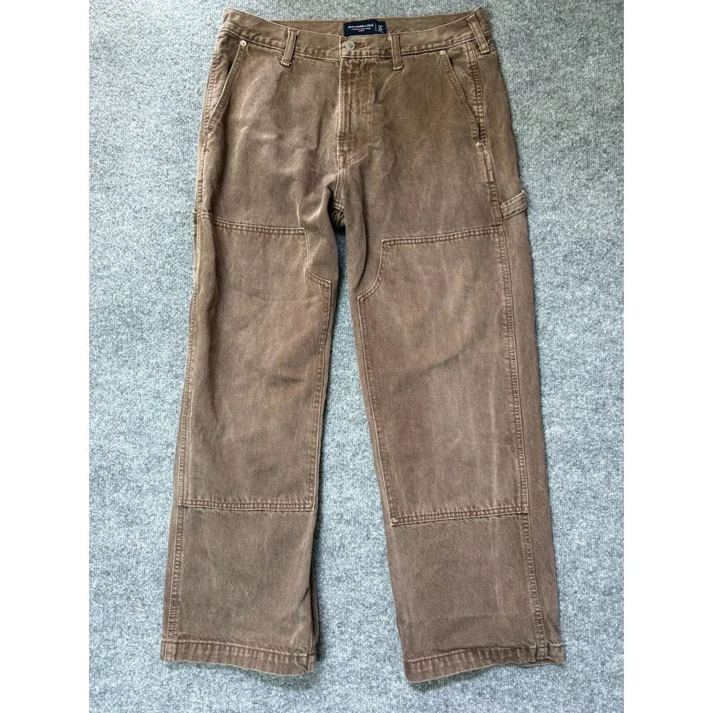 Abercrombie & Fitch Jeans Mens 32x30 Brown Denim Doule Knee Baggy